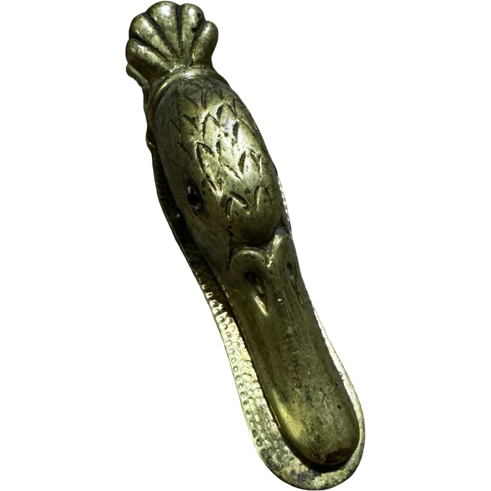 Unbranded Duck Head Paper Clip Desk Accessory OS Gold Good Vtg‎ Brass Glass Eye